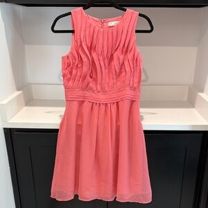 LOFT Coral Pleated Dress. Size 4P